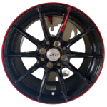 Size15/4/100 Black Silver Rims with Red lip For Filder, Axio, Probox, Nissan note, Mazda demio. Nissan advan