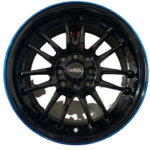Size15/4/100  Black Silver Rims with Blue lip For Filder, Axio, Probox, Nissan note, Mazda demio. Nissan advan